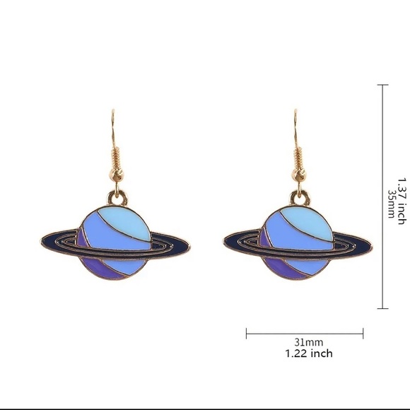 Neptune Planet Earrings - Picture 4 of 4